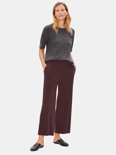Eileen Fisher Tencel Stretch Terry Straight Ankle Pant In Purple