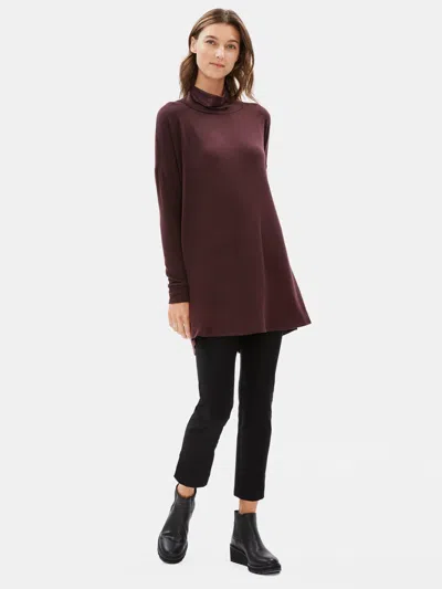 Eileen Fisher Tencel Stretch Terry Turtleneck Tunic In Purple