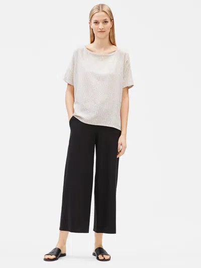 Eileen Fisher Tencel Viscose Morse Code Short-sleeve Top In Animal Print