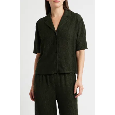 Eileen Fisher Texture Elbow Sleeve Shirt In Black