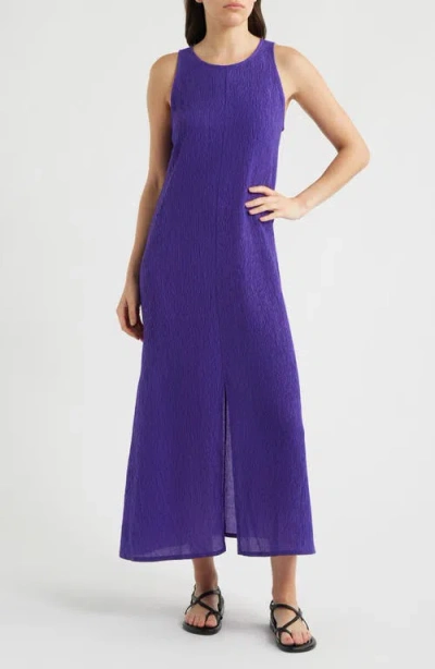 Eileen Fisher Texture Sleeveless Maxi Dress In Purple