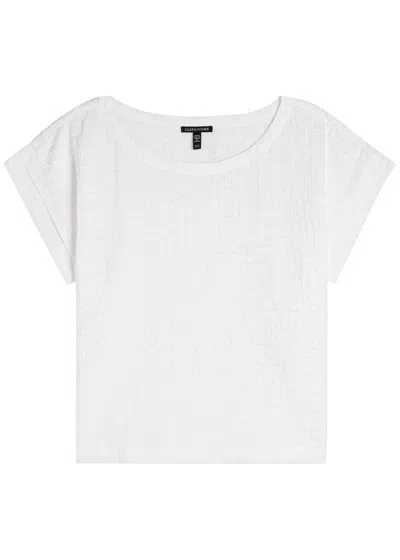 Eileen Fisher Textured Cotton- Voile T-shirt In White