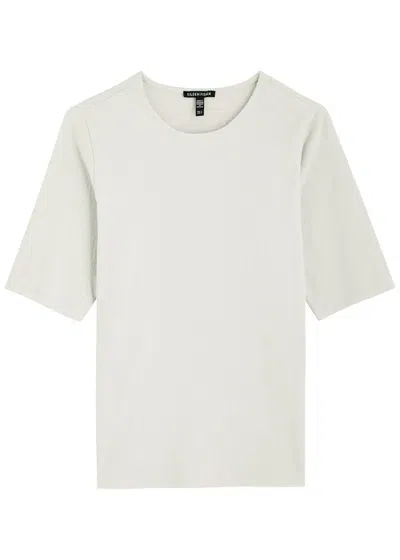 Eileen Fisher Textured Cotton-blend T-shirt In Off White