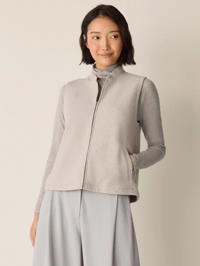 Eileen Fisher Textured Cotton Doubleknit Vest In Ash