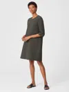 Eileen Fisher Textured Cotton Ripple Dress In Green