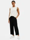 Eileen Fisher Textured Crepe Slouchy Cropped Pant In Black
