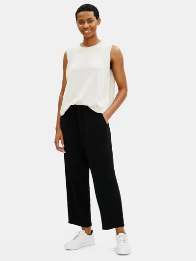 Eileen Fisher Textured Crepe Slouchy Cropped Pant In Black