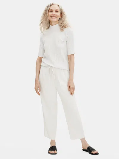 Eileen Fisher Textured Crepe Slouchy Cropped Pant In White