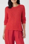 EILEEN FISHER TEXTURED CREWNECK ORGANIC LINEN & COTTON SWEATER