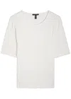 Eileen Fisher Textured Fine-knit T-shirt In White