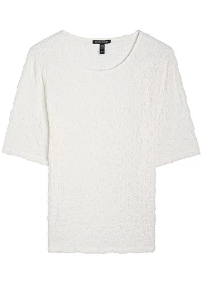 Eileen Fisher Textured Fine-knit T-shirt In White