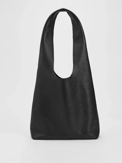 Eileen Fisher Textured Italian Leather Shopper Tote In Black