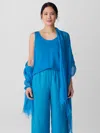Eileen Fisher Textured Linen Blend Scarf In Blue