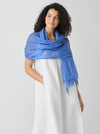 Eileen Fisher Textured Linen Blend Scarf In Blue