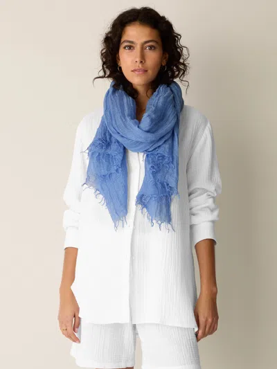 Eileen Fisher Textured Linen Blend Scarf In Cornflower