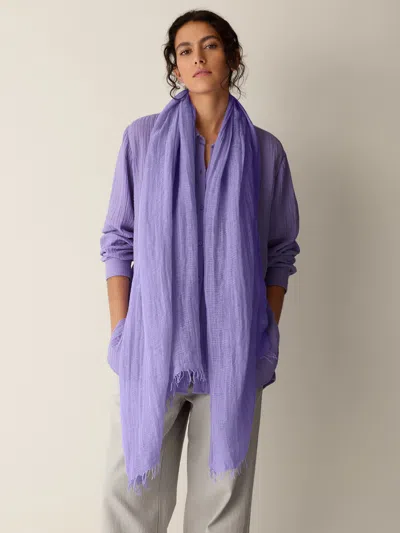Eileen Fisher Textured Linen Blend Scarf In Lavender