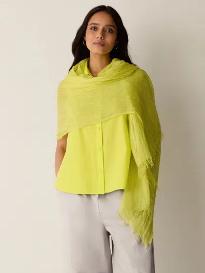 Eileen Fisher Textured Linen Blend Scarf In Lemongrass