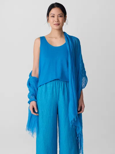 Eileen Fisher Textured Linen Blend Scarf In Oahu Blue