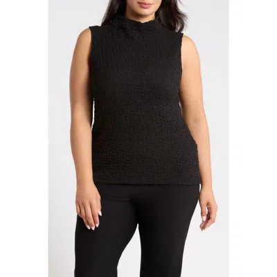 Eileen Fisher Textured Organic Cotton Blend Tank In Black