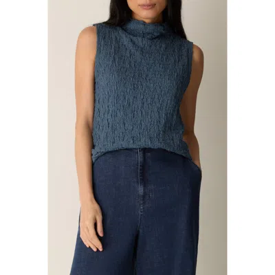 Eileen Fisher Textured Organic Cotton Blend Tank In Blue