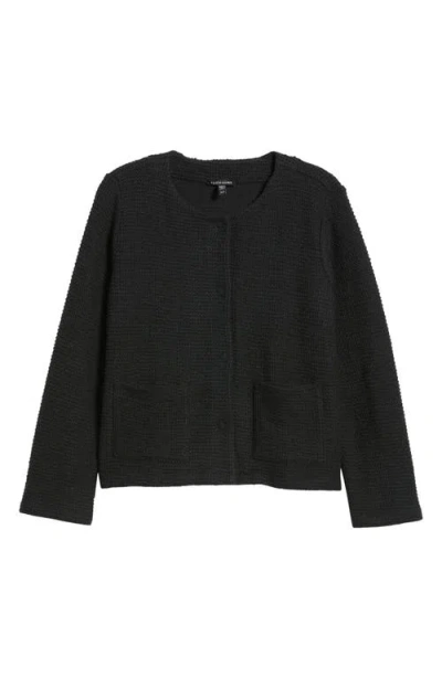 Eileen Fisher Textured Organic Cotton Jacket In Black