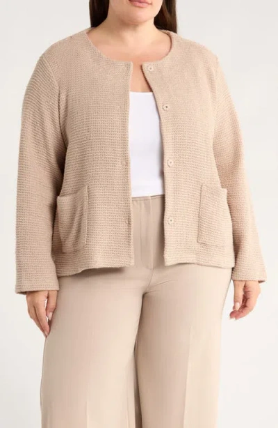 Eileen Fisher Textured Organic Cotton Jacket In Nude