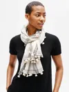 Eileen Fisher Textured Organic Cotton Plaid Scarf In White