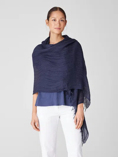 Eileen Fisher Textured Organic Linen Blend Scarf In Purple