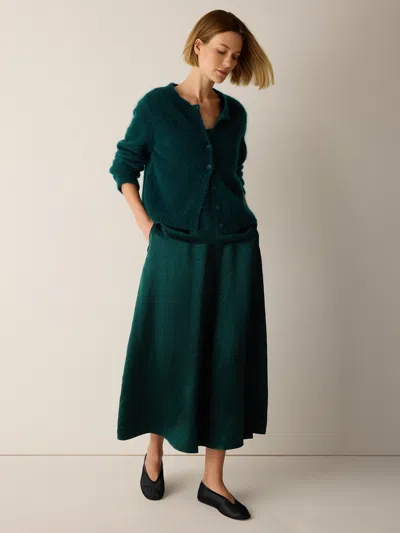 Eileen Fisher Textured Satin Half-circle Skirt In Green