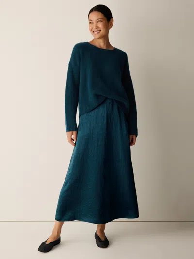 Eileen Fisher Textured Satin Half-circle Skirt In Sailor Blue