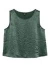 Eileen Fisher Textured Satin Tank Top In Green