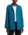 Eileen Fisher Textured Silk Open Front Jacket In Blue