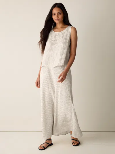 Eileen Fisher Textured Silk Jacquard Bias Skirt In Neutral