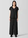 Eileen Fisher Textured Silk Jacquard Wide-leg Pant In Black