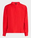 Eileen Fisher Textured Silk-organic Linen Top In Cherry