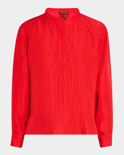 Eileen Fisher Textured Silk-organic Linen Top In Cherry