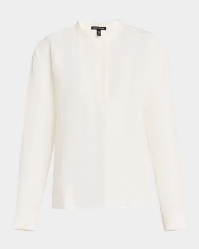 Eileen Fisher Textured Silk-organic Linen Top In Ivory
