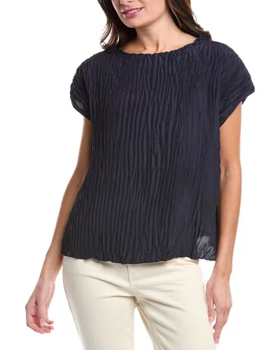 Eileen Fisher Textured Silk Top In Navy