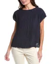 Eileen Fisher Textured Silk Top In Navy