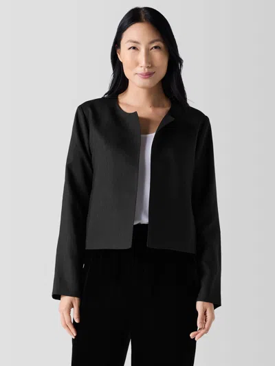 Eileen Fisher Textured Silk Weave Jacket In Black