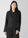 Eileen Fisher Shawl Collar Textured Silk Weave Double Breasted Jacket In Multi