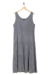 Eileen Fisher Textured Sleeveless Silk Midi Dress In Gray