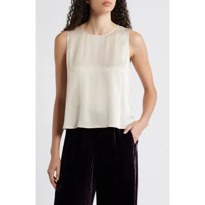 Eileen Fisher Textured Sleeveless Silk Shell In Almond