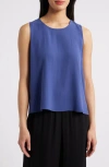 Eileen Fisher Textured Sleeveless Silk Shell In Bluette