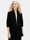 Eileen Fisher Textured Stretch Rib High Neck Jacket In Black