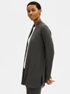 Eileen Fisher Textured Stretch Rib High Neck Jacket In Gray