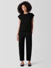 Eileen Fisher Textured Stretch Rib Lantern Pant In Black