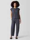 Eileen Fisher Textured Stretch Rib Lantern Pant In Blue
