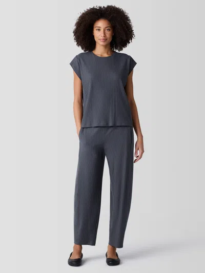 Eileen Fisher Textured Stretch Rib Lantern Pant In Blue