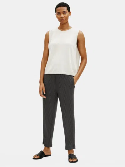 Eileen Fisher Textured Stretch Rib Tapered Ankle Pant In Brown